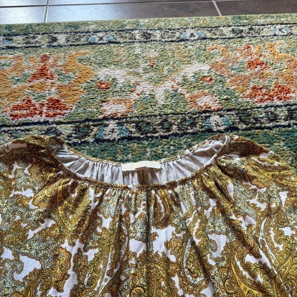 Michael Kors Gold Paisley Blouse off the shoulder Size Small